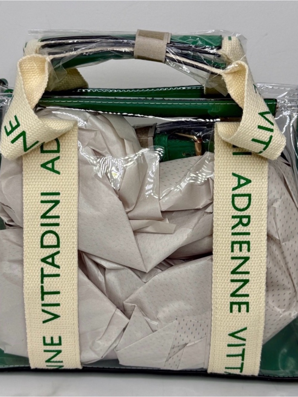 Adrienne Vittadini Green & Cream Clear Crossbody with Gold Charm - Picture 5 of 9